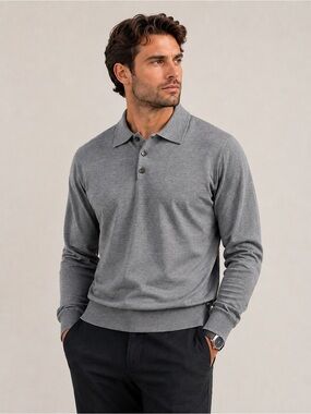 Tuscany Men’s XL Extra Fine Italian Merino Wool Gray Long Sleeve
